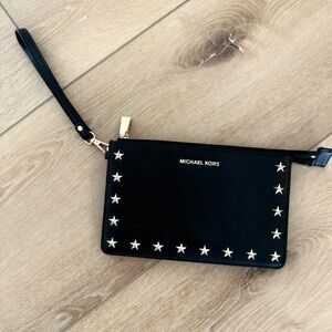 Michael Kors Black Wristlet with Gold Star Details
